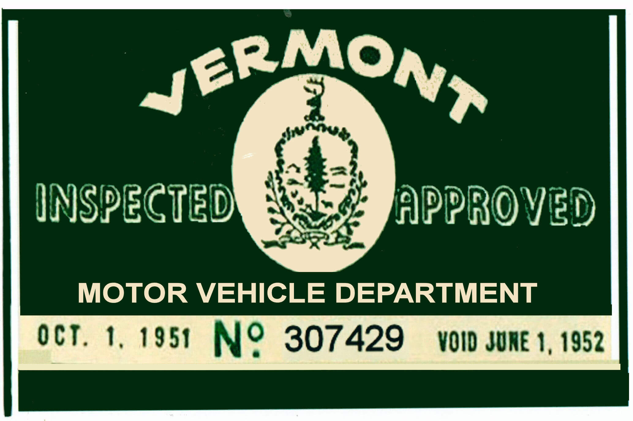 (image for) 1951 Vermont Inspection Sticker